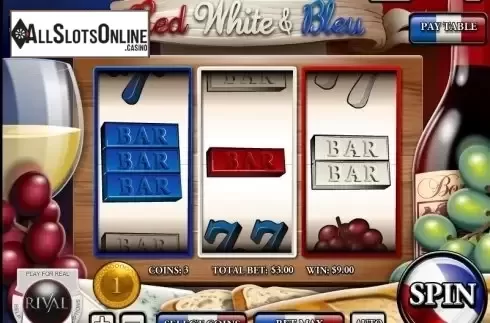 Reels screen. Red White and Bleu from Rival Gaming