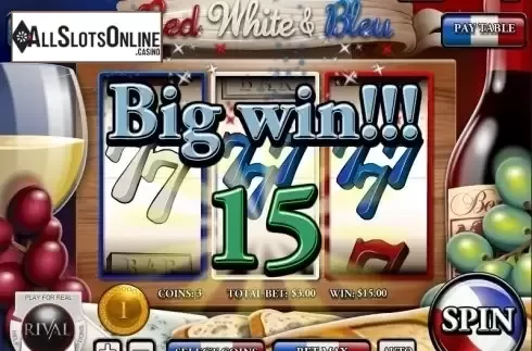 Win screen. Red White and Bleu from Rival Gaming