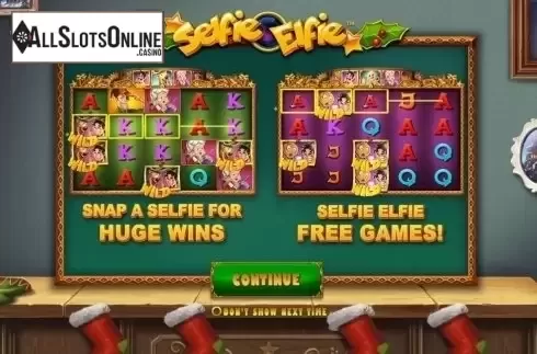 Start Screen. Selfie Elfie from Playtech
