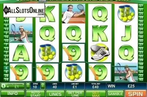 Win screen. Tennis Stars from Playtech