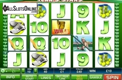 Wild Win screen. Tennis Stars from Playtech