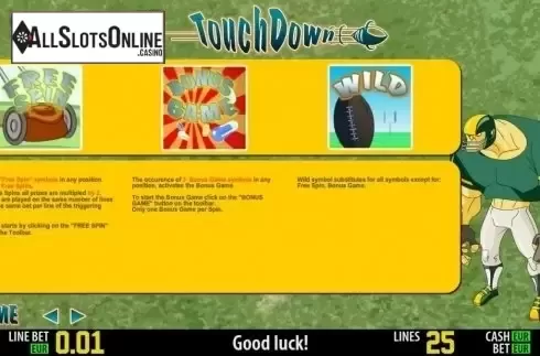 Paytable 2. Touch Down HD from World Match