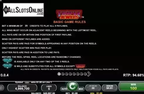 Game Rules screen