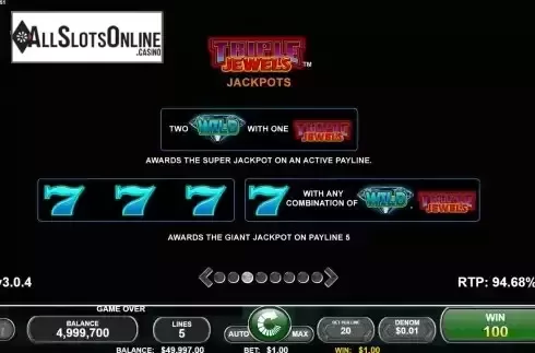 Pay Table screen