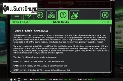 Game Rules. Turbo 4 Player from StakeLogic