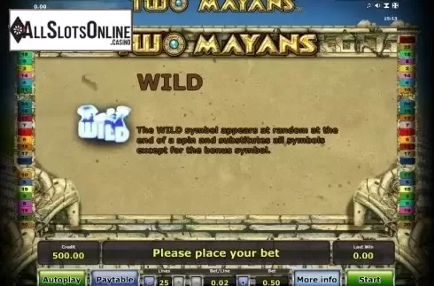 Paytable 3. Two Mayans from Greentube