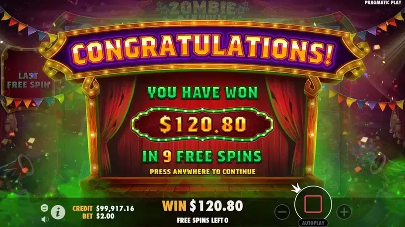 Zombie Carnival slot screenshot 7