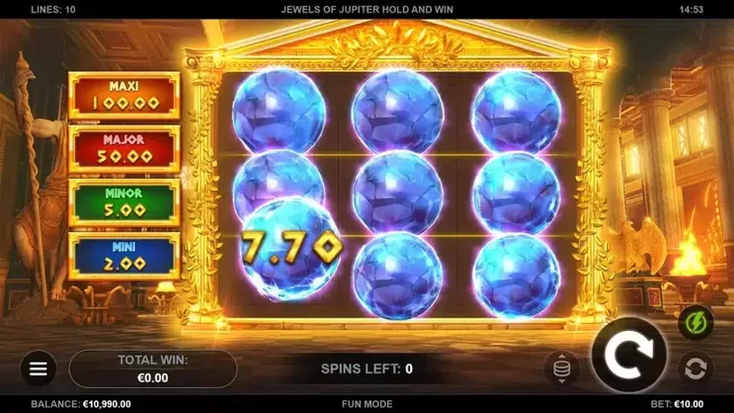 Jewels of Jupiter Hold and Win slot screenshot 