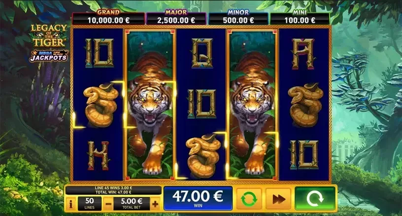 Legacy of the Tiger Mega Fire Blaze Jackpots slot screenshot 