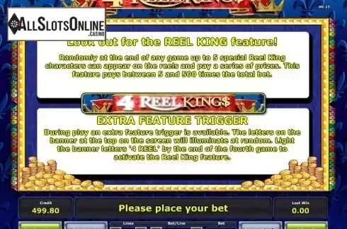 Paytable 3. 4 Reel Kings from Greentube