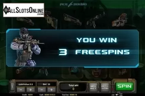 Free Spins screen. Ace Round from Evoplay Entertainment