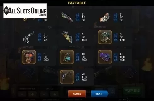 Paytable 1. Ace Round from Evoplay Entertainment