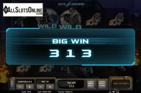 Win Presentation screen. Ace Round from Evoplay Entertainment