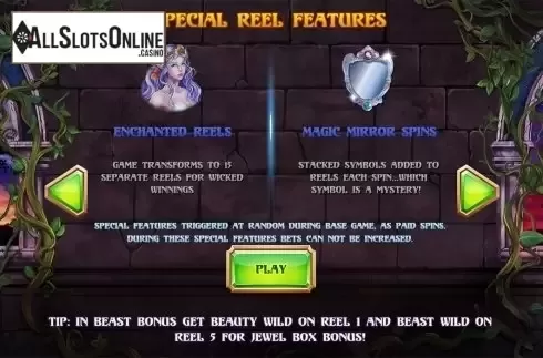 Paytable 1. Beauty and the Beast (Leander) from Asylum Labs Inc.