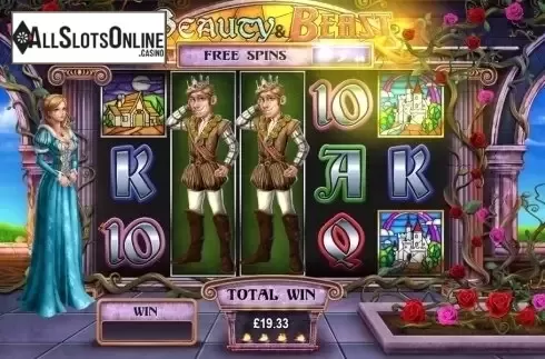 Beauty Free spins screen. Beauty and the Beast (Leander) from Asylum Labs Inc.