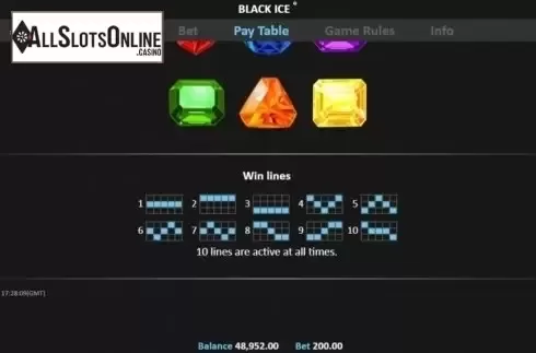 Paytable 3. Black Ice from Realistic