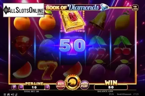 Win Screen . Book of Diamonds from Spinomenal
