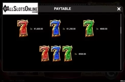 Paytable 2. Brilliant Gems from Ruby Play