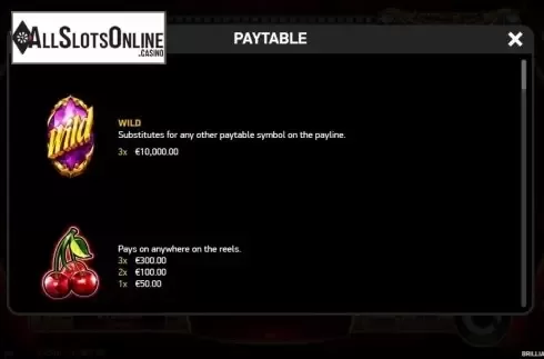 Paytable 1. Brilliant Gems from Ruby Play