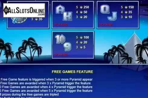 Paytable 2. Classic Platinum Pyramid from NextGen