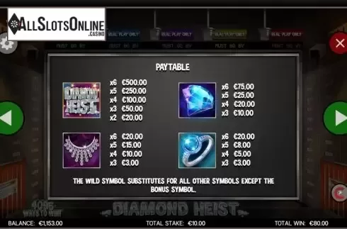 Symbols. Diamond Heist from CORE Gaming