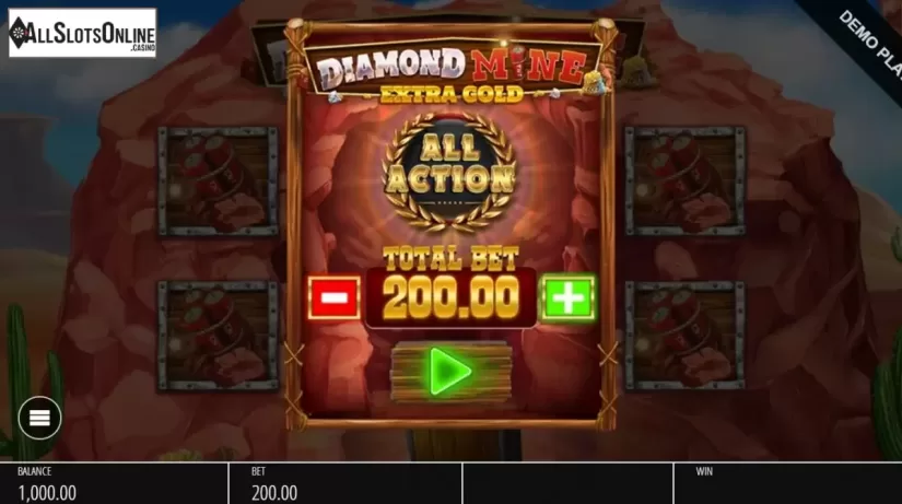 Start Screen 1. Diamond Mine Megaways All Action from Blueprint