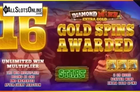 Start Screen 4. Diamond Mine Megaways All Action from Blueprint