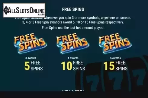 Free Spins screen