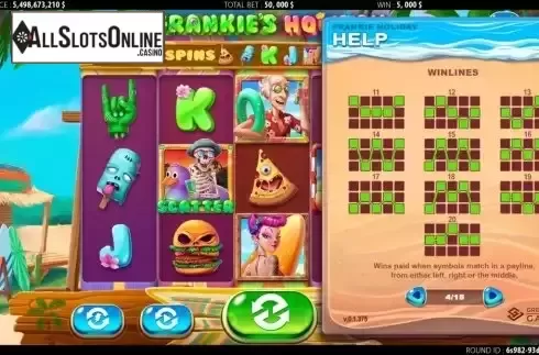 Paylines screen
