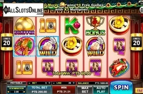 Win screen . God's Kitchen from Spadegaming