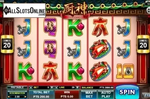Reels screen. God's Kitchen from Spadegaming