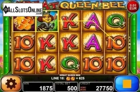 Reels screen. Great Queen Bee from Casino Technology