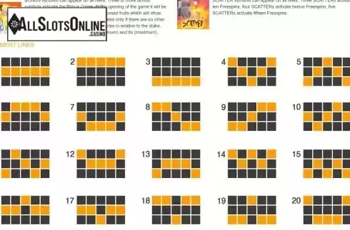 Pay Lines screen