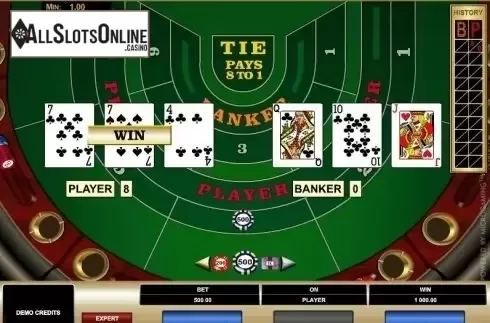 Win Screen. High Limit Baccarat (Microgaming) from Microgaming