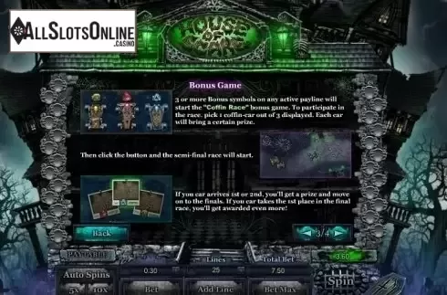 Paytable 3. House of Scare from GamesOS