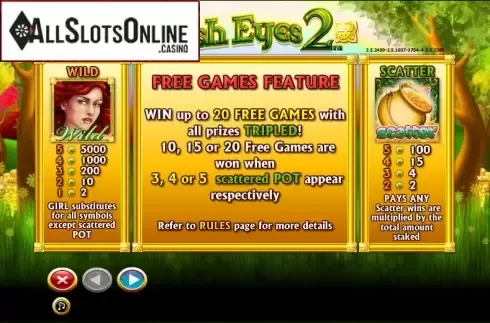 Paytable 1. Irish Eyes 2 from NextGen