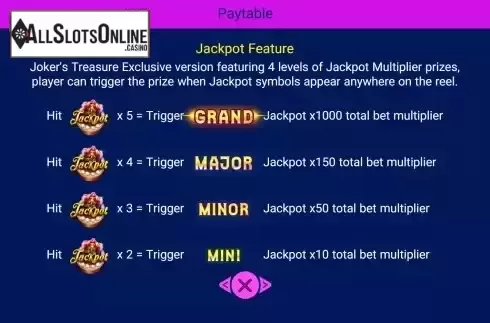 Jackpot feature screen