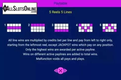 Paylines screen