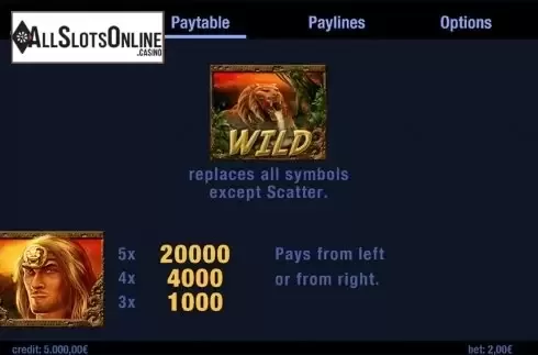 Paytable 2. Leokan from Swintt
