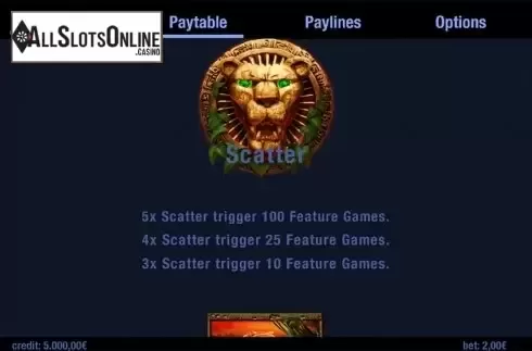 Paytable . Leokan from Swintt