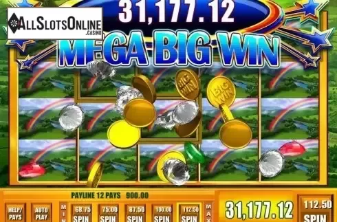Mega big win screen. Leprechaun's Fortune from WMS