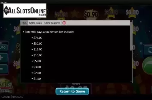 Potential pays screen