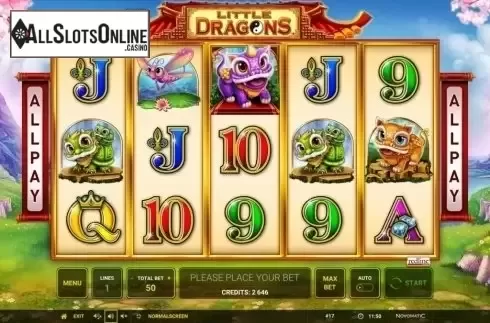 Reel screen. Little Dragons from Novomatic