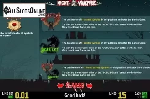 Paytable 2. Night Vampire HD from World Match