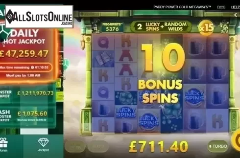 Bonus Spins. Paddy Power Gold Megaways from Red Tiger