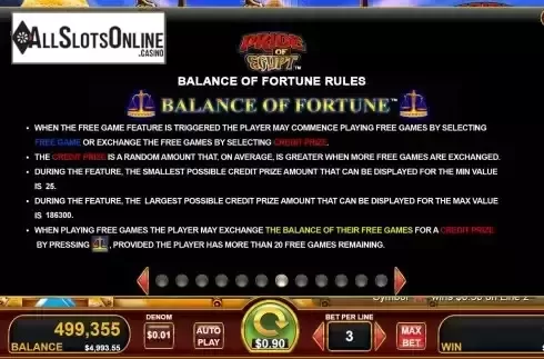 Balance of feature screen