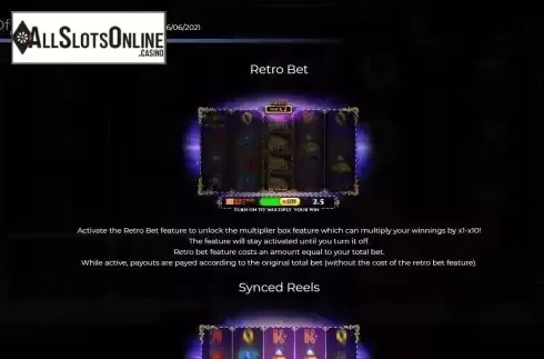 Retro bet feature screen
