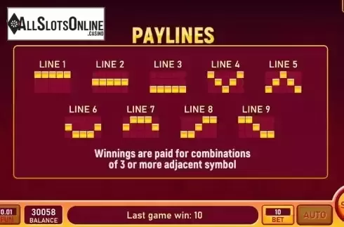Pay Lines screen