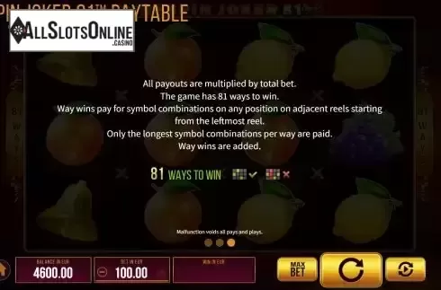 Ways to win screen