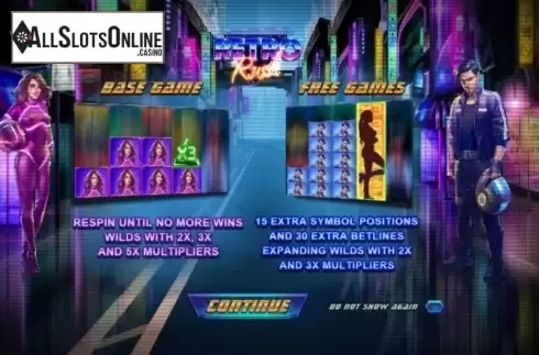 Start Screen. Retro Rush from Playtech Vikings